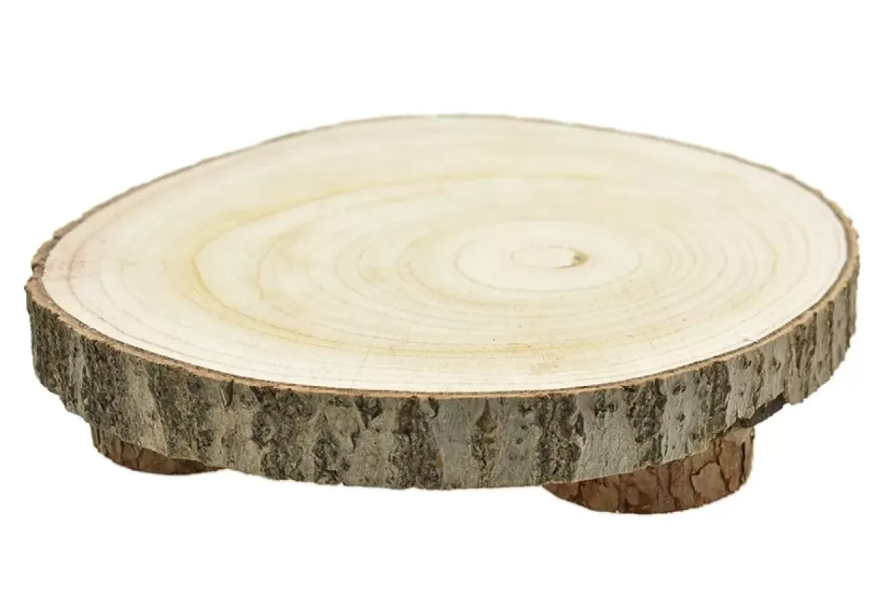 Base In Legno Rotonda Dia.25Cm Con Piede