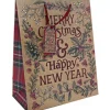 Borsa Regalo 26X33Cm Fantasia Scozzese Rossa Con Scritta