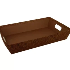 Cesta Natalizia In Cartone Effetto Legno Marrone Rettangolare 35X26H7Cm