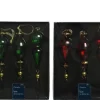 Confezione 3 Ciondioli Natalizi In Vetro H.23Cm Rosso/Verde Assortiti