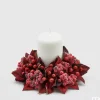 Corona Con Bacche Effetto Ghiaccio 15Cm Burgundy
