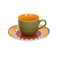 Cottage Tazza Caffe' Con Piattino Rosa & Tulipani