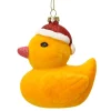 1 Decorazione Paperella Con Cappello Di Natale Appendibile