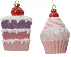 1 Decorazione Torta/Cupcake Rosa Appendibile Con Glitter Modello Assortito