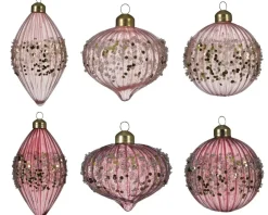 Decorazioni Appendibili A Tema Natale D8Cm Rosa Modello Assortito