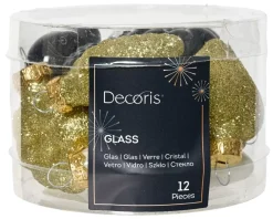 12 Decorazioni Natalizie Appendibili Assortite Colore Oro