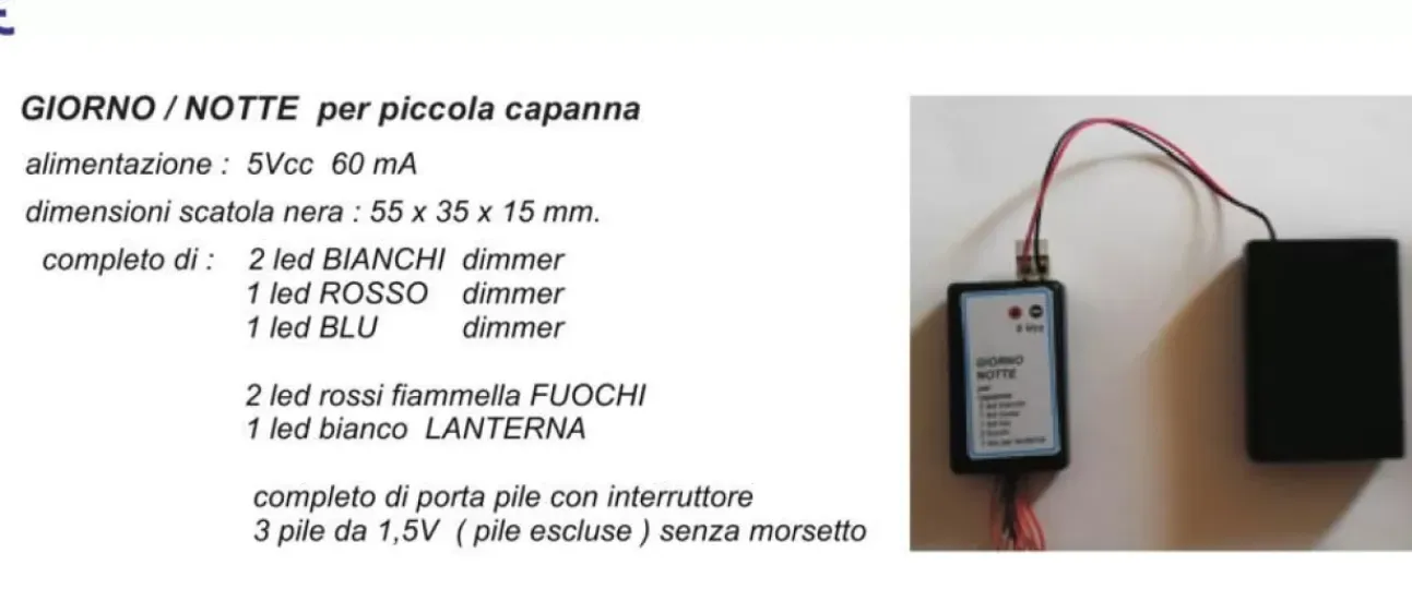 Dissolvenza Giorno/Notte Per Capanna Presepe 4 Led Colorati