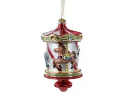 Giostra Natalizia Appendibile 7,5Cm Rossa Con Glitter