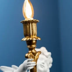 Lampada Da Tavolo Putto 23X22X49Cm Bianco/Oro