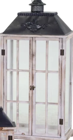 Lanterna Rettangolare In Legno Marrone 40X17X64Cm