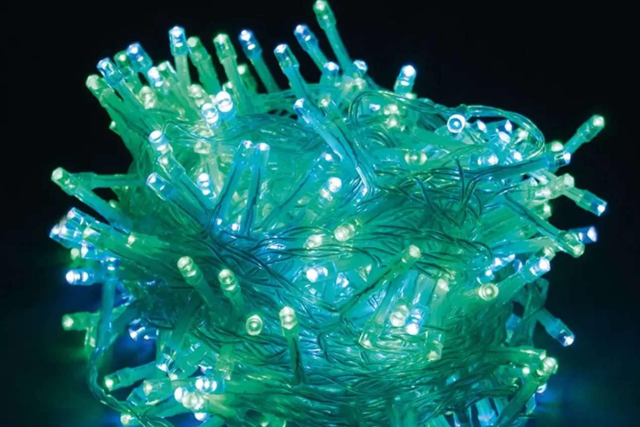 Luci Di Natale 300 Led Bianco / Verde 8 Giochi Di Luce