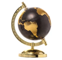 Mappamondo Oro/Nero Con Base D.20 H.20.5Cm