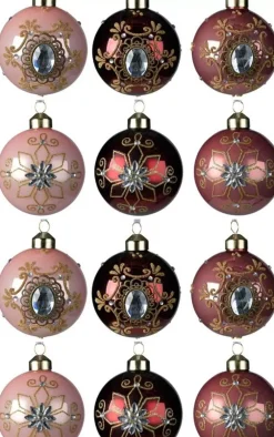 Offerta 12 Palline Con Gemma Decorativa 8Cm Assortite