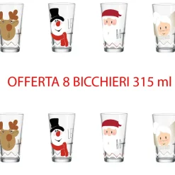 Offerta Set 8 Bicchieri Natalizi 315Ml Fantasie Assortite