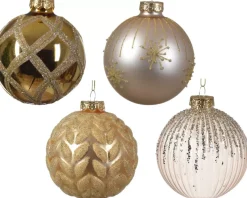 1 Pallina Con Decorazioni Natalizie Oro Colore Assortito
