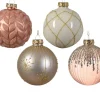 1 Pallina Con Decorazioni Natalizie Rosa Modello Assortito