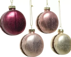 1 Pallina Di Natale A Forma Di Macaron Con Glitter Colore Assortito