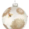 Pallina Di Natale Bianca Con Decorazione Api E Fiori Honeybee O10Cm