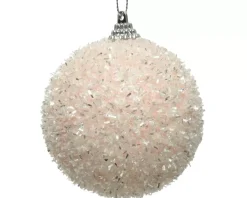 Pallina Di Natale Glitterata D.8 Cm Rosa Pallido