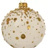 Pallina Di Natale In Vetro D.8Cm Bianca Con Glitter