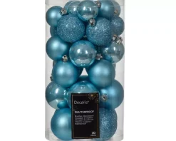 30 Palline Di Natale Assortite Colore Azzurro
