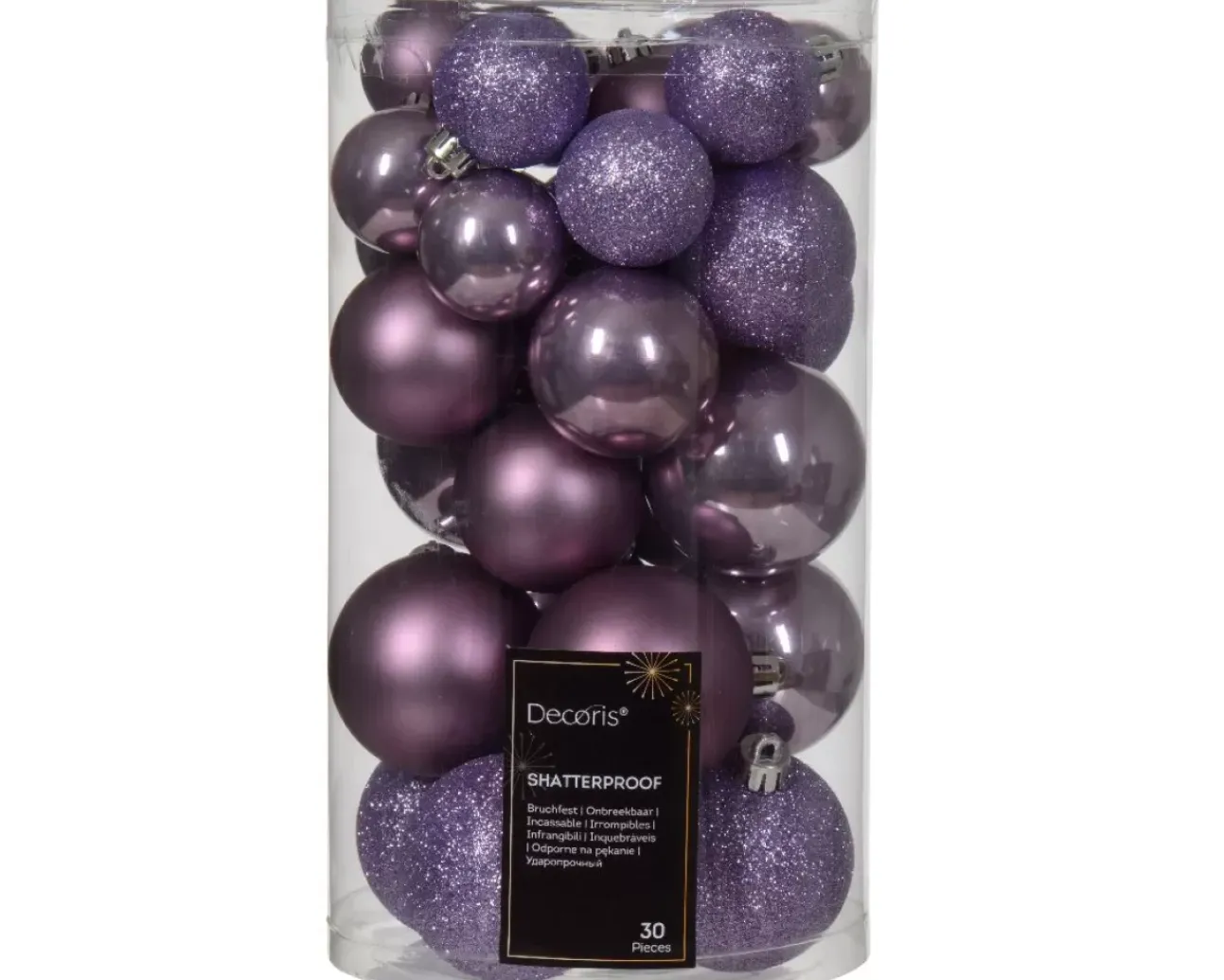 30 Palline Di Natale Assortite Colore Lilla
