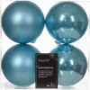 4 Palline Di Natale D.10Cm Colore Azzuro Lucido/Opaco