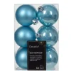 12 Palline Di Natale D.6Cm Colore Azzurro Lucido/Opaco