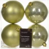 4 Palline Di Natale D.10Cm Colore Pistacchio Lucido/Opaco
