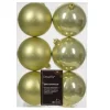 6 Palline Di Natale D.8Cm Colore Pistacchio Lucido/Opaco