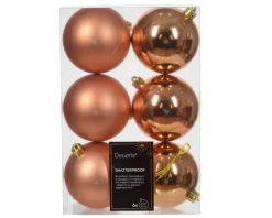 6 Palline Di Natale D.8Cm Colore Rame Lucido/Opaco