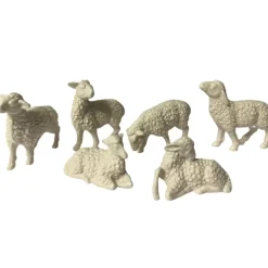 6 Pecore Bianche In Resina 10Cm
