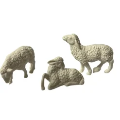 3 Pecore Bianche In Resina 10Cm