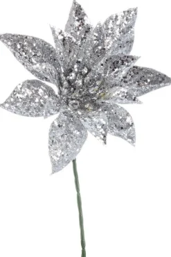 Pick Poinsettia Argento H22,5Cm