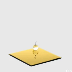 Portacandele Con Base Specchio Quadrata 25X25Cm Oro