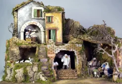 Presepe Con Luci Nativita 12Cm + Pastori Con Movimenti 76X40X55Cm