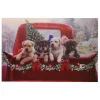 Quadro Natalizio Con Cagnolini 60X40X1,8Cm Con Microled Multicolor