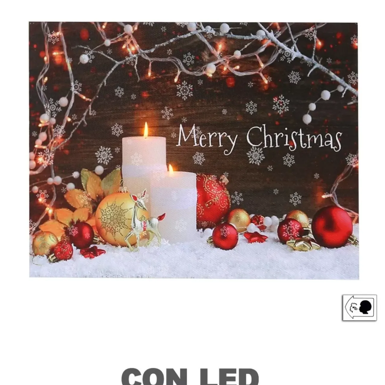 Quadro Natalizio Con Candele 20X15H2,5Cm Con Microled Bianco Caldo