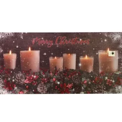 Quadro Natalizio Con Candele 60X30X1,8Cm Con Microled Bianco Caldo