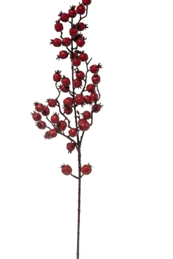 Ramo Con Bacche Rosso Scuro 80Cm