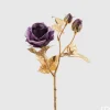 Ramo Con Stelo Oro E Rosa Viola H50Cm
