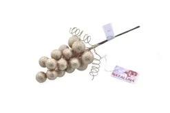 Ramo Glitterato Champagne Con Bacche