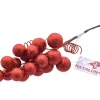 Ramo Glitterato Rosso Con Bacche