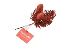 Ramo Natalizio Con Glitter Rosso