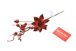 Ramo Pick Con Fiore Glitterato Rosso